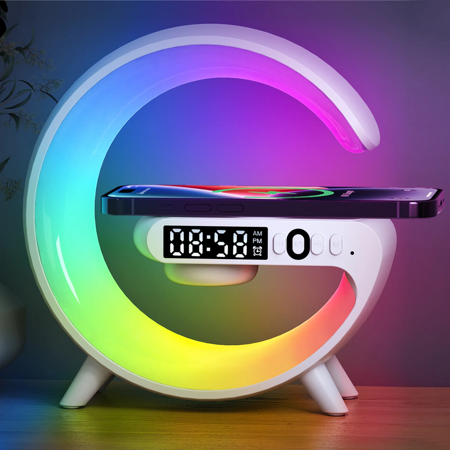 Multifunction Wireless Charger Pad Stand Speaker TF RGB Night Light 15W Fast Charging Station