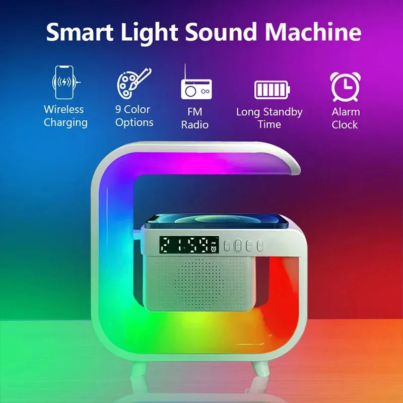 Mini Multifunction Wireless Charger Pad Stand Speaker TF RGB Night Light 15W Fast Charging Station